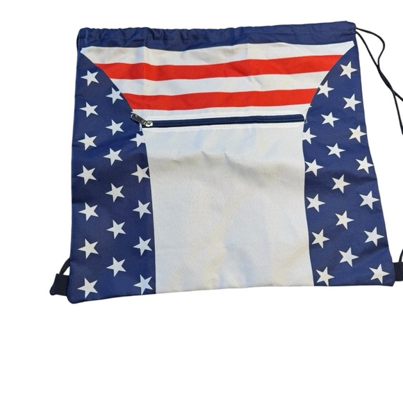 USA Patriotic American Flag Drawstring Bag -‎ Red, White, and Blue EUC - Picture 2 of 8